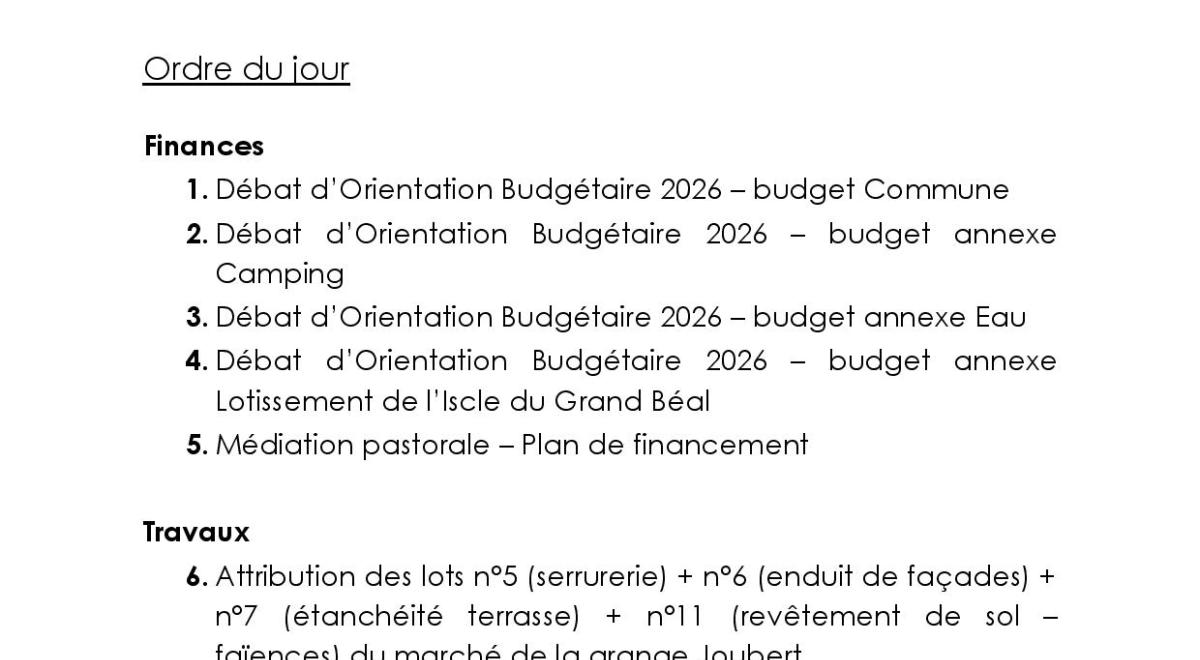 Conseil Municipal du 11/02/2026
