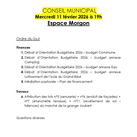 Conseil Municipal du 11/02/2026