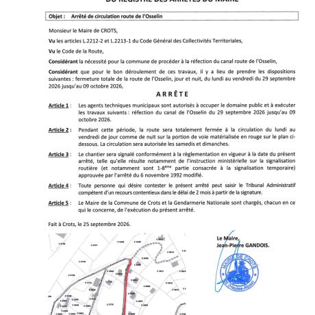 Arrété de circulationArrété de circulation