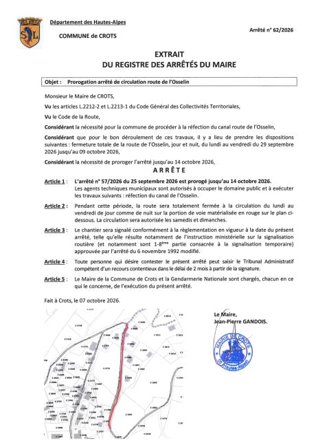 Travaux route de l'Osselin